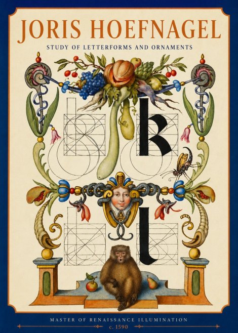 Joris Hoefnagel Study of Letterforms and Ornaments No2 - Affiche