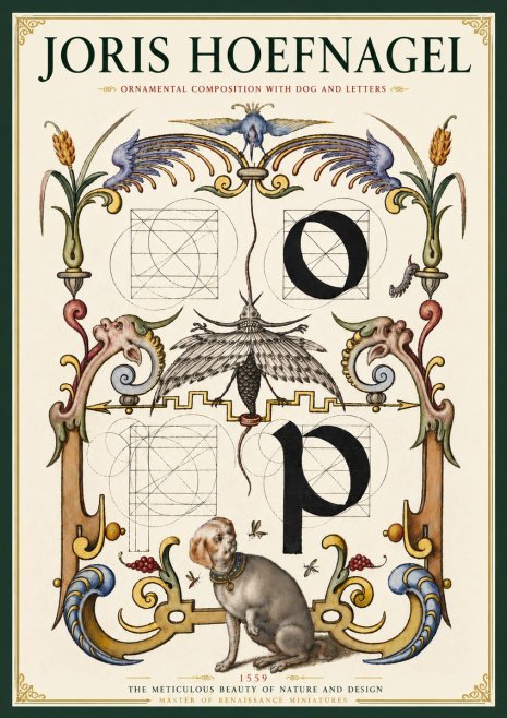 Joris Hoefnagel Ornamental Composition with Dog and Letters No4 - Affiche
