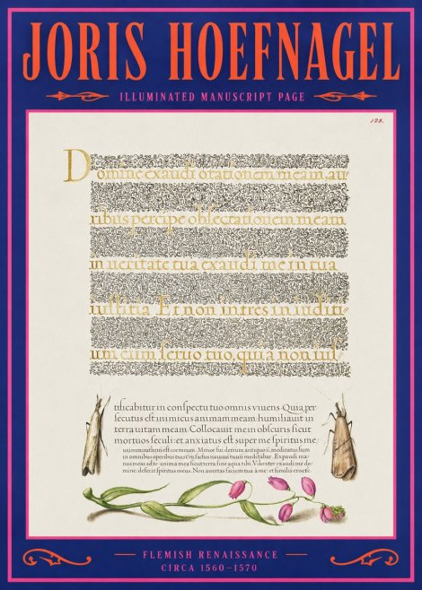 Joris Hoefnagel Illuminated Manuscript Page II No2 - Affiche