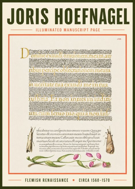 Joris Hoefnagel Illuminated Manuscript Page II No3 - Affiche