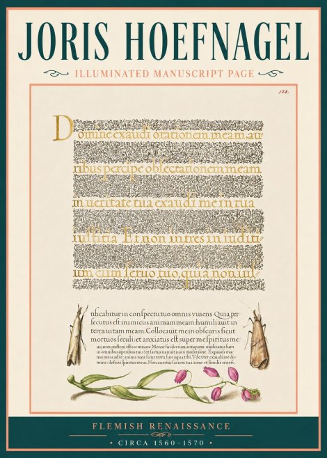 Joris Hoefnagel Illuminated Manuscript Page II No5 - Affiche