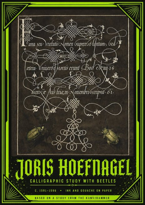 Joris Hoefnagel Calligraphic Study with Beetles No4 - Affiche