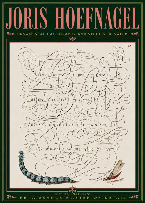 Joris Hoefnagel Ornamental Calligraphy and Studies of Nature No5 - Affiche