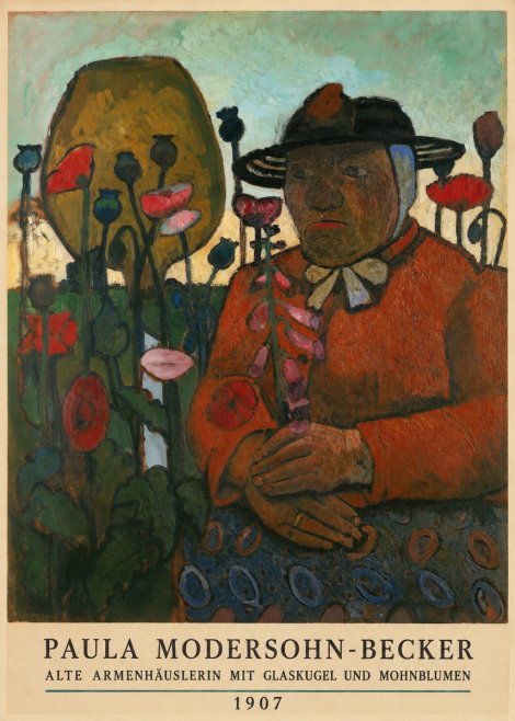 Paula Modersohn-Becker Alte Armenhäuslerin Mit Glaskugel Und Mohnblumen No5 - Affiche