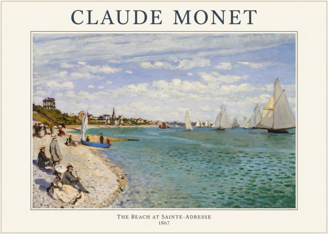 Monet The Beach at Sainte-adresse IV No1 - Affiche