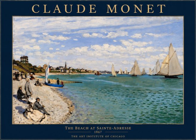 Monet The Beach at Sainte-adresse IV No2 - Affiche