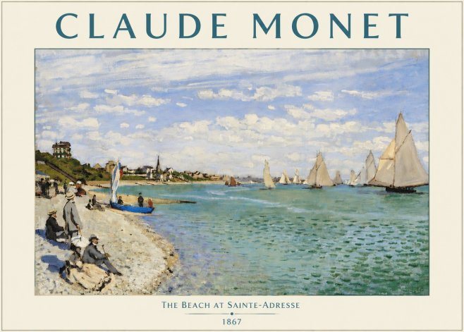 Monet The Beach at Sainte-adresse IV No4 - Affiche