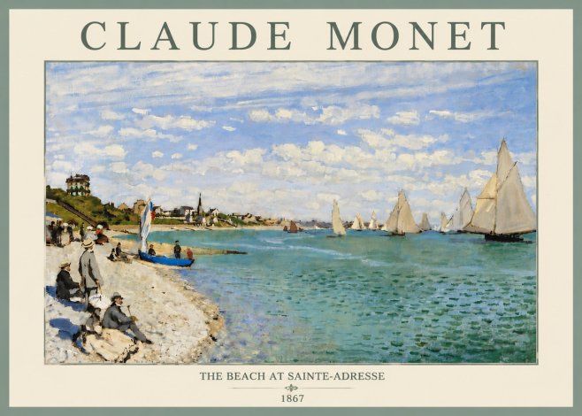Monet The Beach at Sainte-adresse IV No6 - Affiche