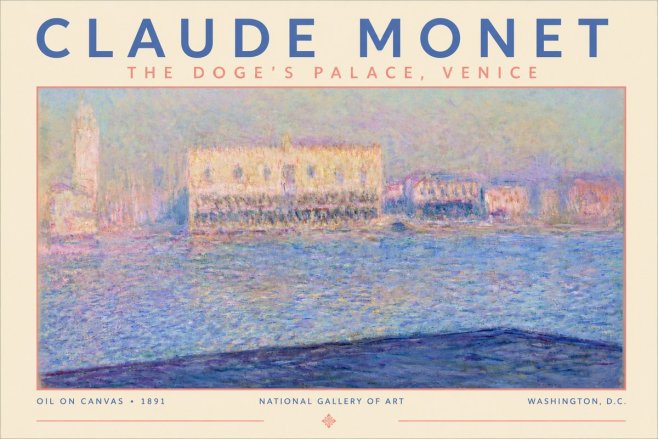 Monet The Doge's Palace, Venice No4 - Affiche