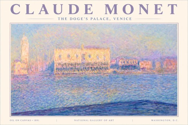 Monet The Doge's Palace, Venice No6 - Affiche