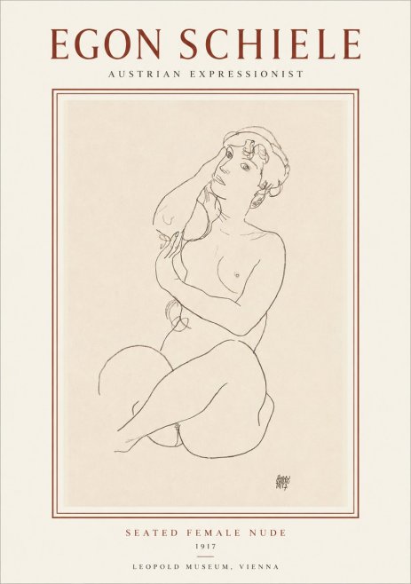 Schiele Seated Female Nude No1 - Affiche