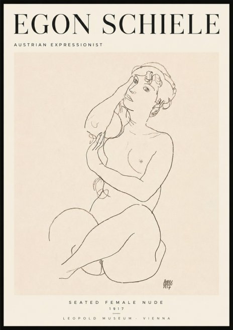 Schiele Seated Female Nude No2 - Affiche