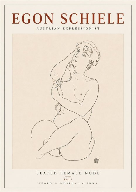 Schiele Seated Female Nude No4 - Affiche