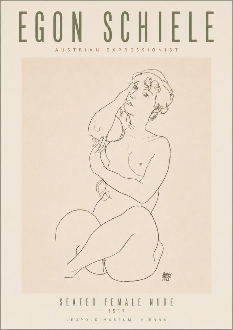 Schiele Seated Female Nude No5 - Affiche