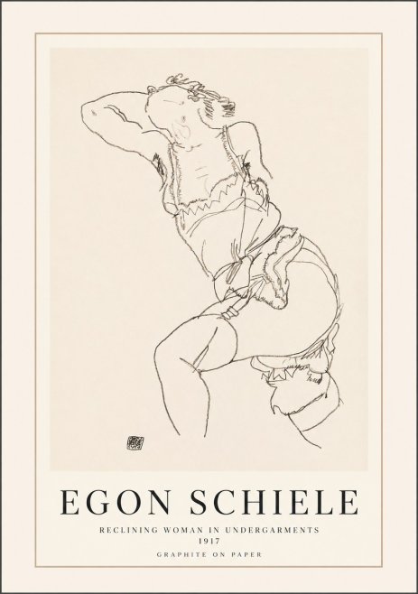 Schiele Reclining Woman in Undergarments No1 - Affiche