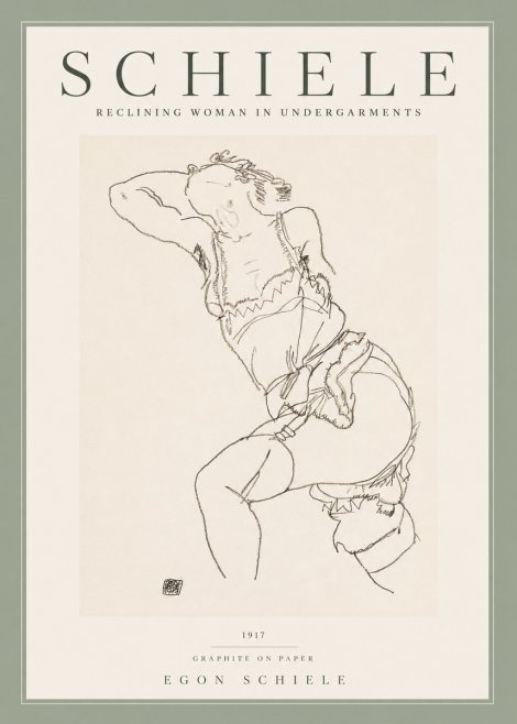 Schiele Reclining Woman in Undergarments No2 - Affiche
