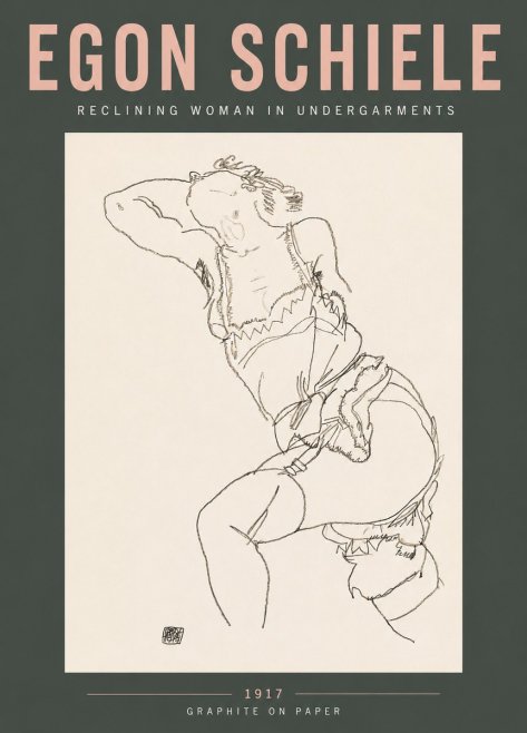 Schiele Reclining Woman in Undergarments No5 - Affiche