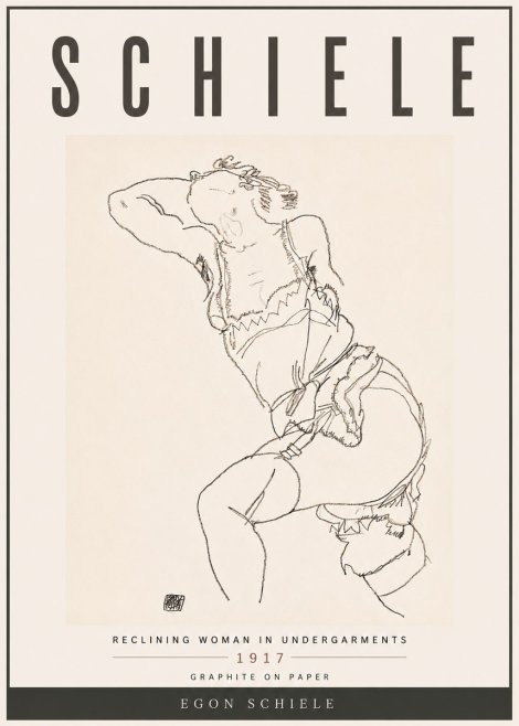 Schiele Reclining Woman in Undergarments No6 - Affiche