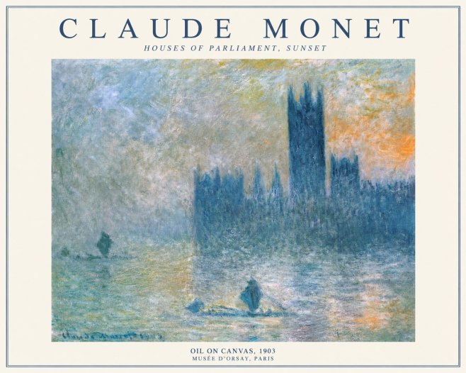 Monet Houses of Parliament, Sunset No1 - Affiche