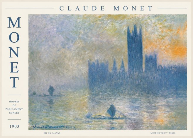 Monet Houses of Parliament, Sunset No2 - Affiche
