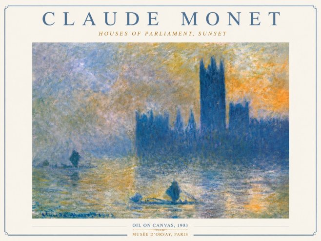 Monet Houses of Parliament, Sunset No5 - Affiche