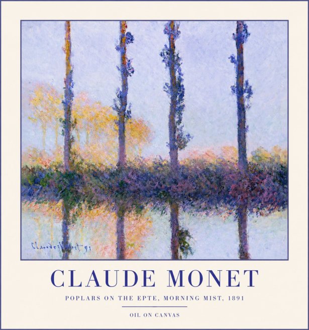 Monet Poplars on the Epte, Morning Mist, 1891 No3 - Affiche