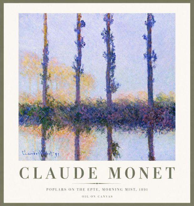 Monet Poplars on the Epte, Morning Mist, 1891 No4 - Affiche