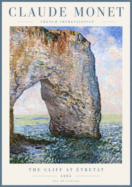 Monet The Cliff at Étretat No6 - Affiche