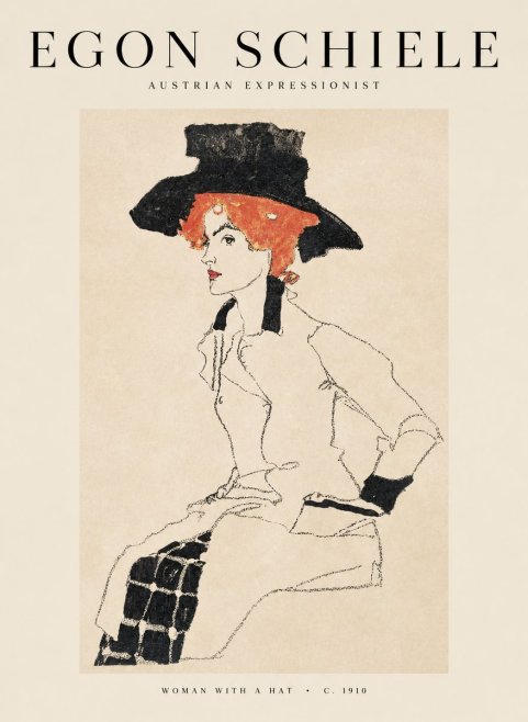 Schiele Woman with a Hat No1 - Affiche