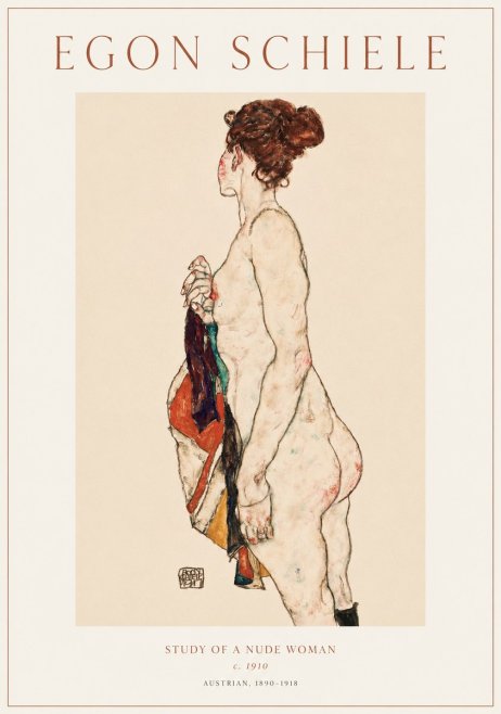 Schiele Study of a Nude Woman No1 - Affiche