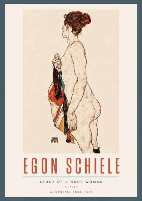 Schiele Study of a Nude Woman No2 - Affiche
