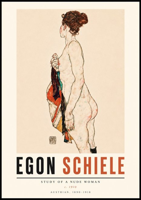 Schiele Study of a Nude Woman No3 - Affiche