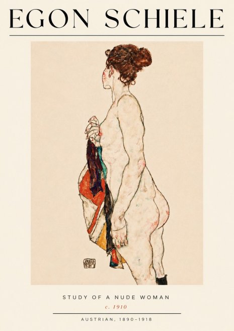 Schiele Study of a Nude Woman No4 - Affiche