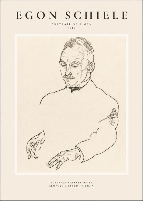 Schiele Portrait of a Man No1 - Affiche