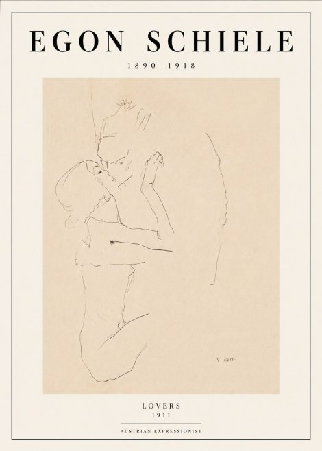 Schiele Lovers No3 - Affiche