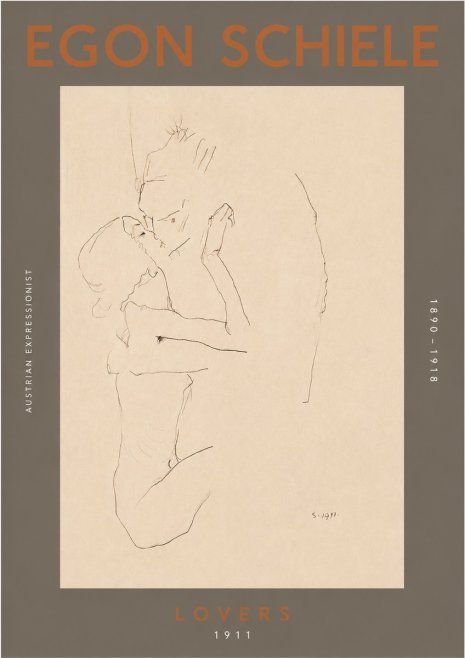 Schiele Lovers No4 - Affiche