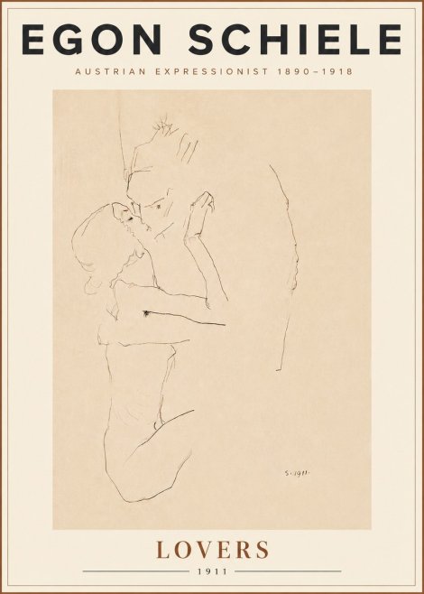 Schiele Lovers No5 - Affiche