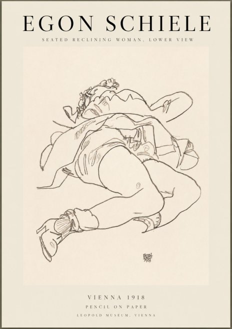 Schiele Seated Reclining Woman, Lower View No1 - Affiche