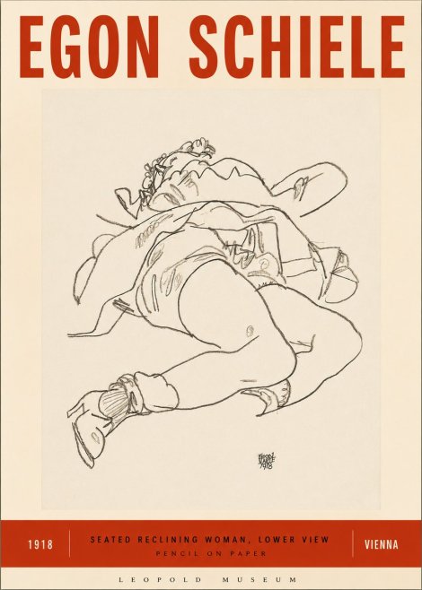 Schiele Seated Reclining Woman, Lower View No3 - Affiche