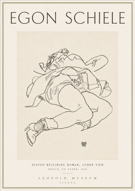 Schiele Seated Reclining Woman, Lower View No4 - Affiche