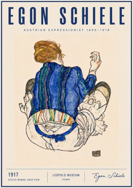 Schiele Seated Woman, Back View No4 - Affiche