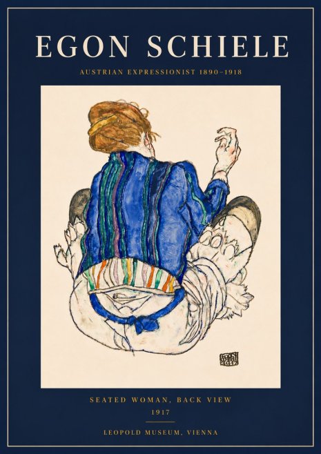 Schiele Seated Woman, Back View No6 - Affiche