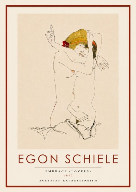 Schiele Embrace (Lovers) No3 - Affiche