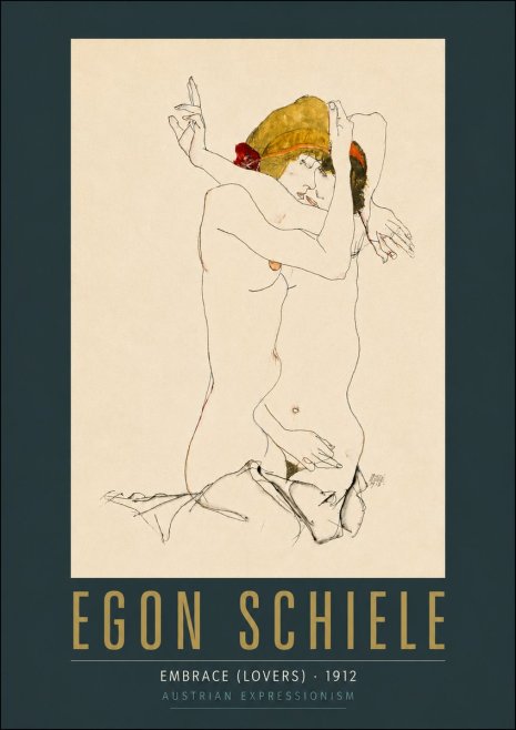Schiele Embrace (Lovers) No6 - Affiche