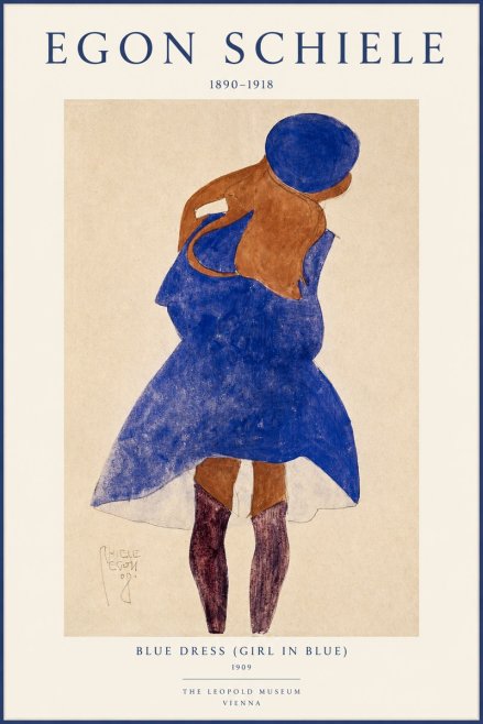 Schiele Blue Dress (Girl in Blue) No1 - Affiche