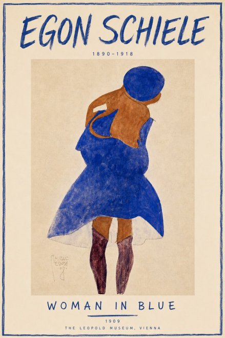 Schiele Blue Dress (Girl in Blue) No6 - Affiche