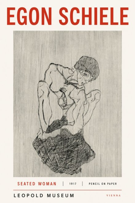 Schiele Seated Woman No3 - Affiche