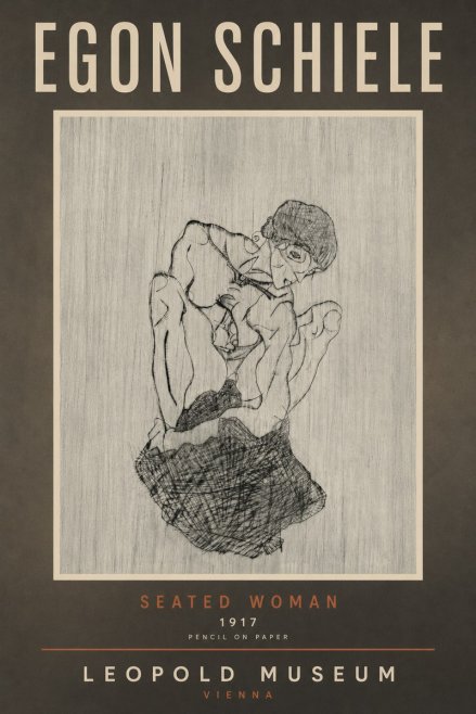 Schiele Seated Woman No6 - Affiche