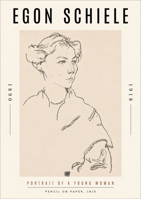 Schiele Portrait of a Young Woman No3 - Affiche