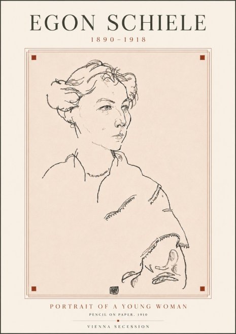 Schiele Portrait of a Young Woman No5 - Affiche